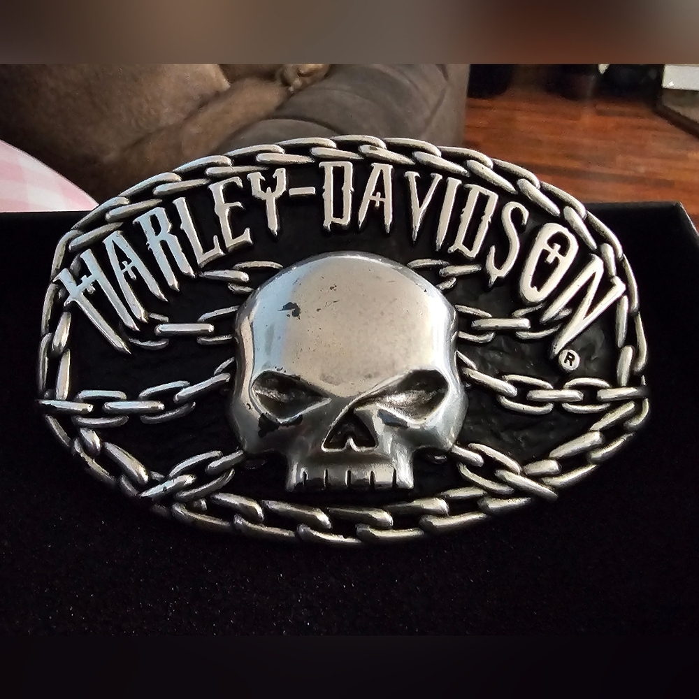 Harley-Davidson Black and Silver Skull Belt Buckle